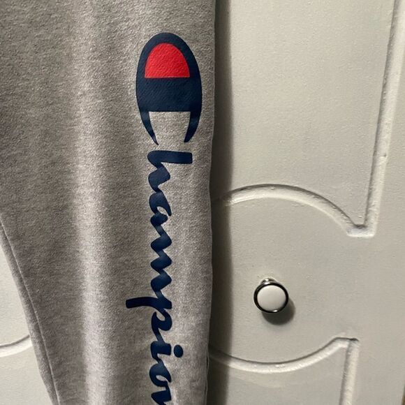 Champion Sweatpants Boys  XL Gray Jogger Logo Spell Out Tapered Stretch - Picture 2 of 9